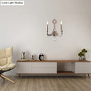 Retro loft fabric aged silver wall light bedroom crystal sconce