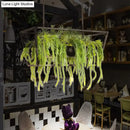 DecorBites™ Retro Metal 2-Headed Black LED Drop Lamp for Restaurant Island Ceiling - Trapezoid Design with Plant Decor