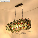 Retro metal ivy and rope pendant light kitchen island fixture