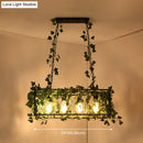 Retro metal ivy and rope pendant light kitchen island fixture