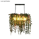 Retro metal plant decor ceiling light for dining room