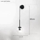 Retro modern glass smoked globe wall lamps for bedroom lighting