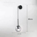 Retro modern glass smoked globe wall lamps for bedroom lighting