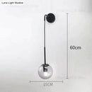 Retro modern glass smoked globe wall lamps for bedroom lighting