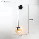 Retro modern glass smoked globe wall lamps for bedroom lighting