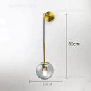 Retro modern glass smoked globe wall lamps for bedroom lighting