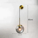Retro modern glass smoked globe wall lamps for bedroom lighting