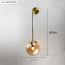 Retro modern glass smoked globe wall lamps for bedroom lighting
