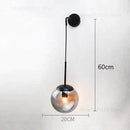 Retro modern glass smoked globe wall lamps for bedroom lighting