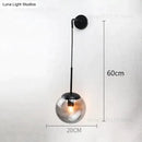 Retro modern glass smoked globe wall lamps for bedroom lighting