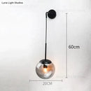 Retro modern glass smoked globe wall lamps for bedroom lighting