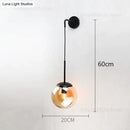 Retro modern glass smoked globe wall lamps for bedroom lighting