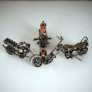 Retro motorcycle model metal figurine – living room decor trio