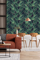 Retro Palm Leaves on Dark Wallpaper