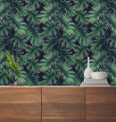 Retro Palm Leaves on Dark Wallpaper