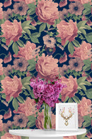 Retro Peonies Wallpaper