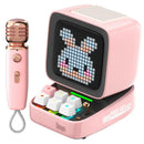 Retro pink bluetooth speaker with karaoke microphone bedroom pixel art