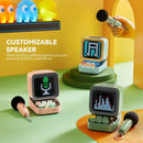 Retro pink bluetooth speaker with karaoke microphone bedroom pixel art