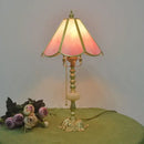 Retro pink stained glass brass desk lamp bedroom vintage light