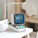 Retro pixel mini speaker white & pink bedroom clock