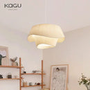 Retro pleated cream fabric chandelier bedroom pendant light