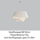 Retro pleated cream fabric chandelier bedroom pendant light