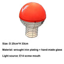 Retro red glass table lamp – bedroom chrome wireframe base