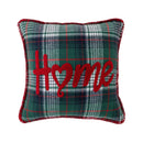 Retro red & green plaid snowflake jingle bell pillow case living room