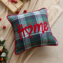 Retro red & green plaid snowflake jingle bell pillow case living room