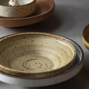 Retro speckled beige ceramic round plate set dining room tableware
