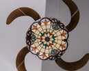 Retro stained glass white ceiling fan remote control dining room