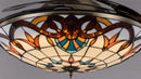 Retro stained glass white ceiling fan remote control dining room