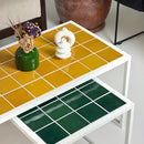 Retro Style Metal Leg Mosaic Double Coffee Table