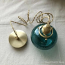 Retro teal and brass glass pendant chandelier bedroom hanging light