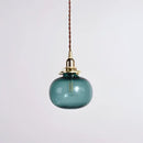 Retro teal and brass glass pendant chandelier bedroom hanging light