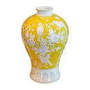 Retro yellow and white porcelain vase living room floral decor