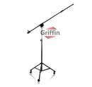 GRIFFIN Professional Studio Microphone Boom Stand with Casters - Extended Height Recording Mic Holder Tripod on Wheels - Tall Telescoping Arm Mount