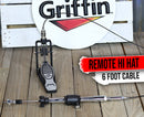 Remote Hi Hat Stand with Foot Pedal by GRIFFIN | Drummers Cable Auxiliary Cymbal High Hat Percussion Hardware with Drum Key | Heavy Duty Sturdy HiHat Holder | All Metal Construction Mount Complete Kit