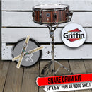 Snare Drum Set by GRIFFIN - Includes Snare Stand, 2 Pairs of Maple Drum Sticks & Drum Key | Wood Shell Drum Set, Chrome Holder Acoustic Marching Percussion Musical Instrument Practice Package