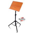 Wood Sheet Music Stand by GRIFFIN|Portable Musical Instrument Accessory for Conductors, Violin, Clarinet, Guitar & Other Players|Pro-Audio Metal Folding Tripod Design with Stand-Alone Bookplate