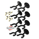 Guitar Wall Mount Hangers (Pack of 8) by Griffin - Hanging Hooks Mount, Neck Holders Set for Acoustic or Electric Guitar, Bass, Violin, Mandolin, Banjo | All Steel Music Instrument Display Stand