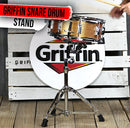 GRIFFIN Deluxe Snare Drum Stand | Percussion Hardware Kit with Key | Double Braced Medium Weight Mount for Snares, Tom Drums & Practice Pad | Adjustable Height & Tilting Gear Clamp Style Basket Holder