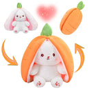 Reversible Strawberry Bunny Plush Toy Soft Polyester Stuffed Animal for Kids Hide and Seek Transforming Toy