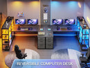 Reversible U Shaped Corner Desk With LED Lights