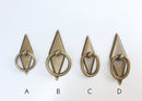Rhombus "Ella" Antique Bronze Ring Drawer Pulls with Backplate