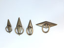 Rhombus "Ella" Antique Bronze Ring Drawer Pulls with Backplate