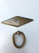 Rhombus "Ella" Antique Bronze Ring Drawer Pulls with Backplate