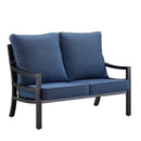 Black Aluminum Deep Seating Loveseat with Cushions