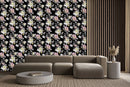 Contemporary Black Floral Wallpaper