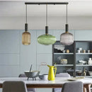 Ribbed amber glass pendant lights dining room led hanging lighting